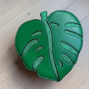 Monstera Green Leaf-Shaped Faux Leather PU Crossbody Bag